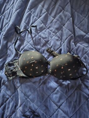 Push-Up Black Palm Tree Strapless Bikini Top